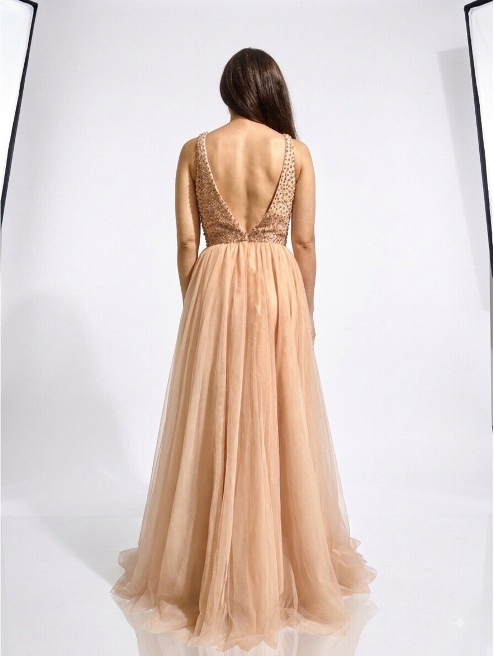 Sherri Hill Sz 4 Prom Pageant Blush Pink Beaded Chiffon A-Line Gown Homecoming - Picture 4 of 6